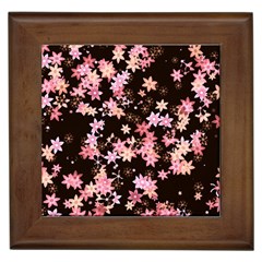 Pink Lilies on Black Framed Tile