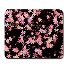 Pink Lilies on Black Large Mousepads