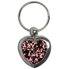 Pink Lilies on Black Key Chain (Heart)