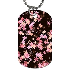 Pink Lilies On Black Dog Tag (two Sides) by SpinnyChairDesigns