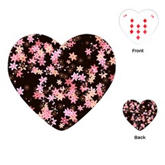 Pink Lilies on Black Playing Cards Single Design (Heart)