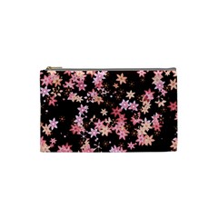 Pink Lilies on Black Cosmetic Bag (Small)