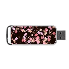 Pink Lilies On Black Portable Usb Flash (one Side) by SpinnyChairDesigns