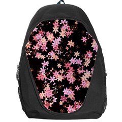 Pink Lilies on Black Backpack Bag