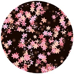 Pink Lilies On Black Wooden Puzzle Round by SpinnyChairDesigns