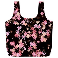 Pink Lilies on Black Full Print Recycle Bag (XXXL)