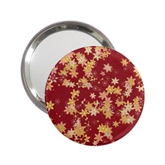 Gold And Tuscan Red Floral Print 2 25  Handbag Mirrors by SpinnyChairDesigns