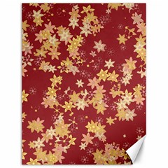 Gold And Tuscan Red Floral Print Canvas 12  X 16  by SpinnyChairDesigns