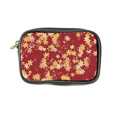 Gold And Tuscan Red Floral Print Coin Purse by SpinnyChairDesigns
