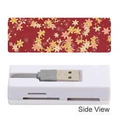 Gold And Tuscan Red Floral Print Memory Card Reader (stick) by SpinnyChairDesigns