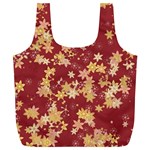 Gold and Tuscan Red Floral Print Full Print Recycle Bag (XL) Front