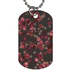 Pink Wine Floral Print Dog Tag (two Sides) by SpinnyChairDesigns