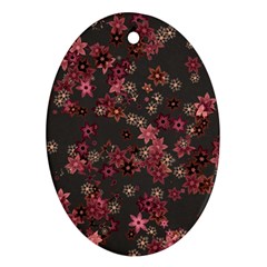 Pink Wine Floral Print Oval Ornament (two Sides) by SpinnyChairDesigns
