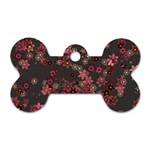 Pink Wine Floral Print Dog Tag Bone (Two Sides) Back