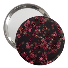 Pink Wine Floral Print 3  Handbag Mirrors by SpinnyChairDesigns