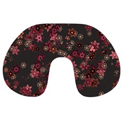 Pink Wine Floral Print Travel Neck Pillow by SpinnyChairDesigns