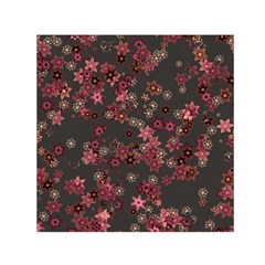 Pink Wine Floral Print Small Satin Scarf (square) by SpinnyChairDesigns