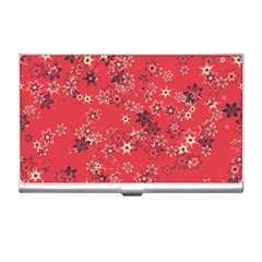 Red Wildflower Floral Print Business Card Holder by SpinnyChairDesigns