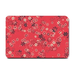 Red Wildflower Floral Print Small Doormat  by SpinnyChairDesigns