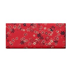 Red Wildflower Floral Print Hand Towel by SpinnyChairDesigns