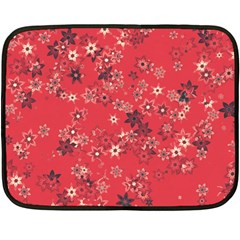 Red Wildflower Floral Print Fleece Blanket (mini) by SpinnyChairDesigns