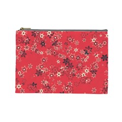 Red Wildflower Floral Print Cosmetic Bag (large) by SpinnyChairDesigns