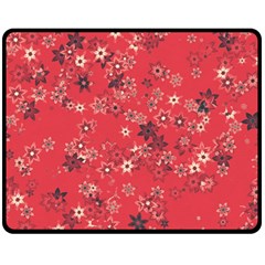 Red Wildflower Floral Print Fleece Blanket (medium)  by SpinnyChairDesigns