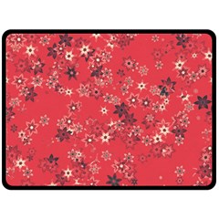 Red Wildflower Floral Print Double Sided Fleece Blanket (large)  by SpinnyChairDesigns