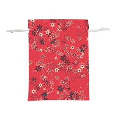 Red Wildflower Floral Print Lightweight Drawstring Pouch (l) by SpinnyChairDesigns