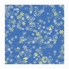 Yellow Flowers On Blue Medium Glasses Cloth (2 Sides) by SpinnyChairDesigns
