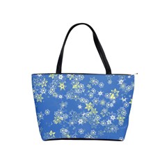 Yellow Flowers On Blue Classic Shoulder Handbag by SpinnyChairDesigns