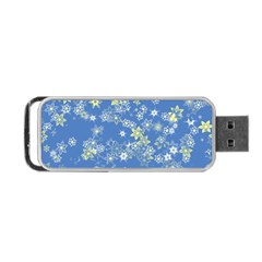 Yellow Flowers On Blue Portable Usb Flash (two Sides) by SpinnyChairDesigns