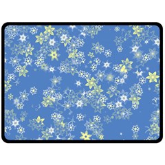 Yellow Flowers On Blue Double Sided Fleece Blanket (large)  by SpinnyChairDesigns
