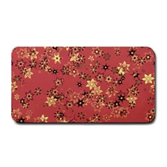 Gold And Rust Floral Print Medium Bar Mats by SpinnyChairDesigns