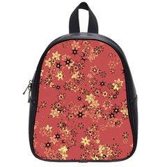 Gold And Rust Floral Print School Bag (small) by SpinnyChairDesigns