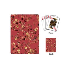 Gold And Rust Floral Print Playing Cards Single Design (mini) by SpinnyChairDesigns