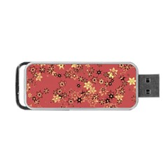 Gold And Rust Floral Print Portable Usb Flash (one Side) by SpinnyChairDesigns