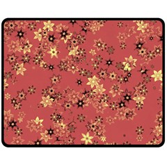 Gold And Rust Floral Print Double Sided Fleece Blanket (medium)  by SpinnyChairDesigns