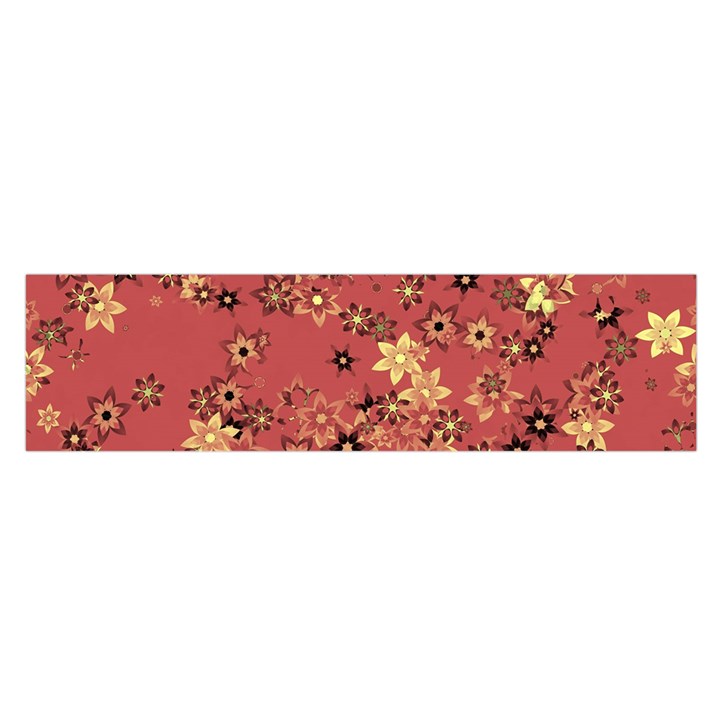 Gold and Rust Floral Print Satin Scarf (Oblong)