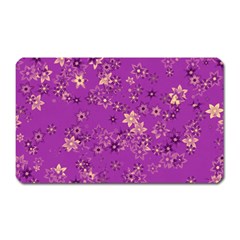 Gold Purple Floral Print Magnet (rectangular) by SpinnyChairDesigns