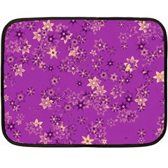 Gold Purple Floral Print Double Sided Fleece Blanket (mini)  by SpinnyChairDesigns