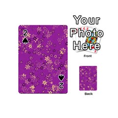 Gold Purple Floral Print Playing Cards 54 Designs (mini) by SpinnyChairDesigns