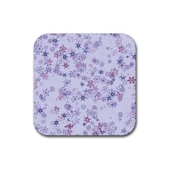 Pastel Purple Floral Pattern Rubber Coaster (square)  by SpinnyChairDesigns