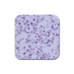Pastel Purple Floral Pattern Rubber Square Coaster (4 Pack)  by SpinnyChairDesigns
