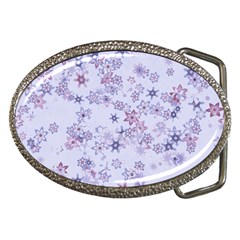 Pastel Purple Floral Pattern Belt Buckles by SpinnyChairDesigns