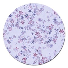 Pastel Purple Floral Pattern Magnet 5  (round) by SpinnyChairDesigns