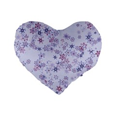 Pastel Purple Floral Pattern Standard 16  Premium Heart Shape Cushions by SpinnyChairDesigns