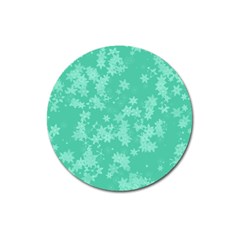 Biscay Green Floral Print Magnet 3  (round) by SpinnyChairDesigns