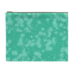 Biscay Green Floral Print Cosmetic Bag (xl) by SpinnyChairDesigns