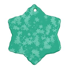 Biscay Green Floral Print Snowflake Ornament (two Sides) by SpinnyChairDesigns